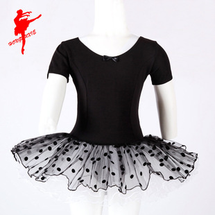 红舞鞋 芭蕾舞服装女棉短袖半体服纱裙裆加扣舞蹈练功服 601771