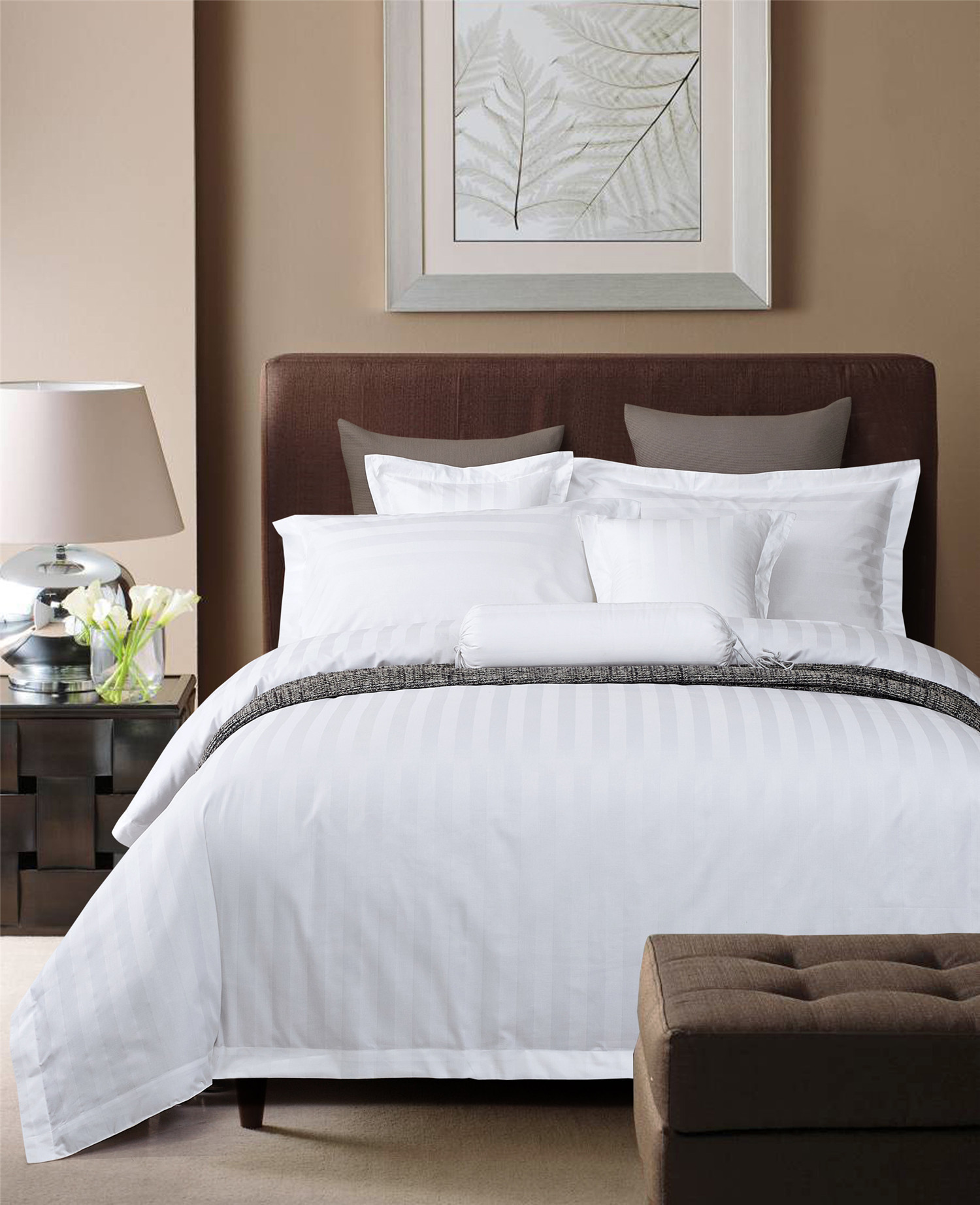 酒店宾馆民宿床上用品60支棉缎条四件套