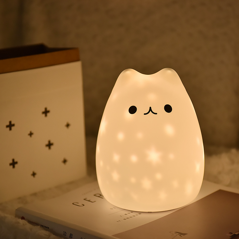 USB Silicone Night Lamp Children's Creative Cross-Border Charging Starry Sky Projection Lamp Moon Atmosphere Night Light