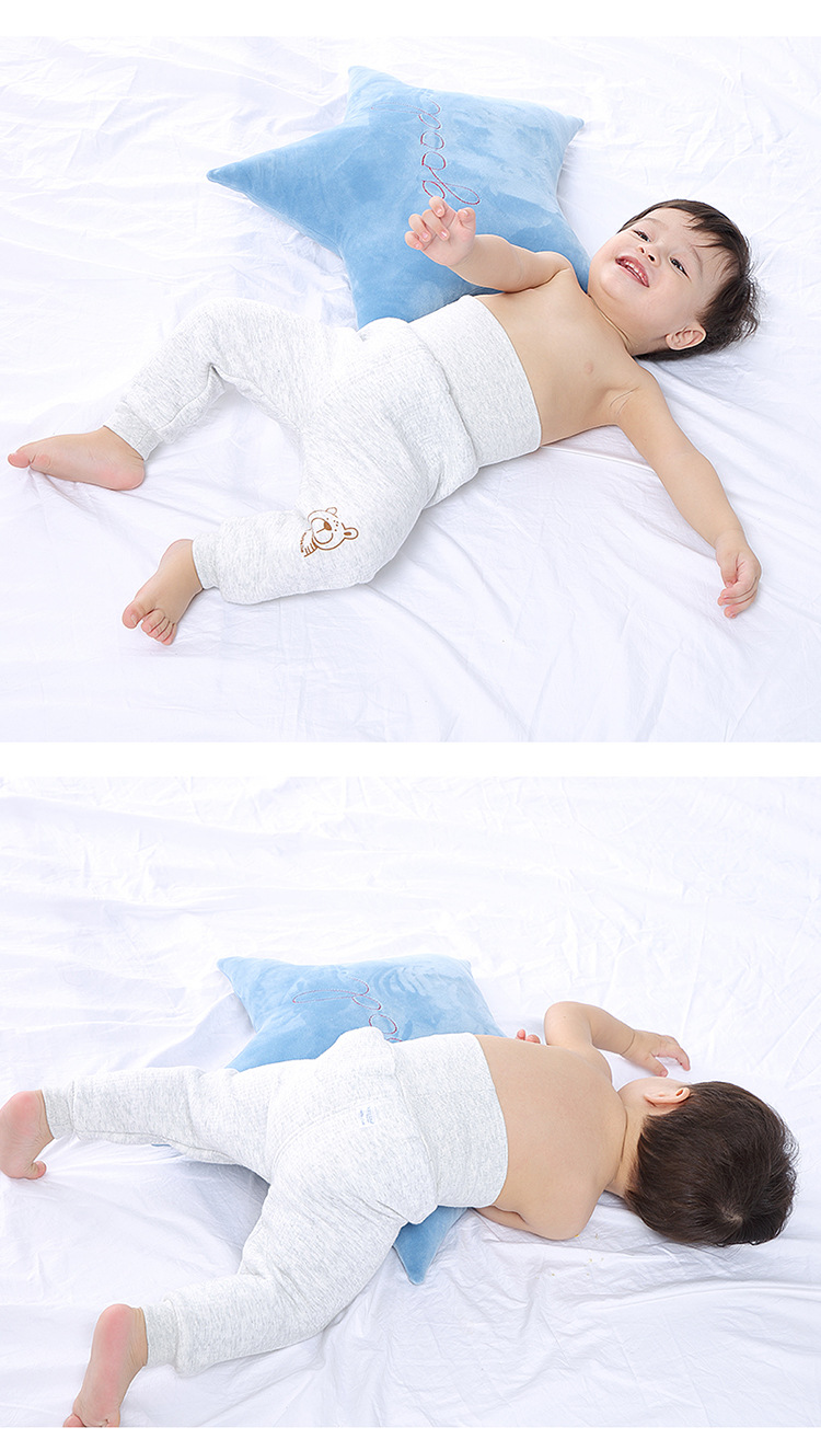 婴儿保暖裤开档夹棉护肚裤高腰裤子男童女儿童开裆裤春秋宝宝秋裤