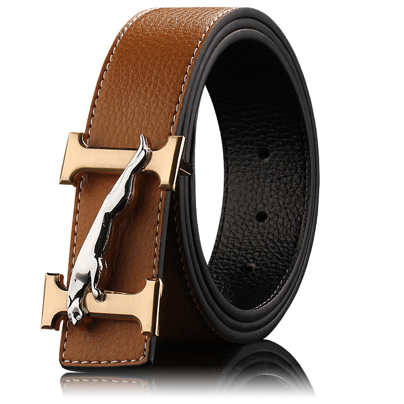 Men's Leather Belt Men's Wholesale Genuine Leather Inner Wear Smooth Buckle Buckle Cowhide Pant Belt Korean Business Fashion Belt Men's