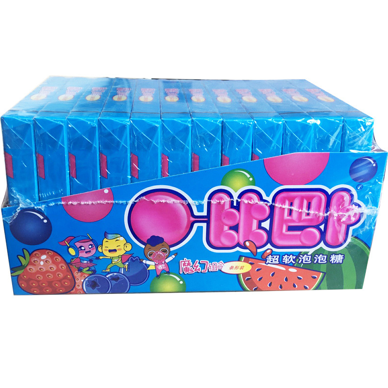 比巴超软泡泡糖旋风魔幻混合口味3条装*12板口香糖儿童糖果