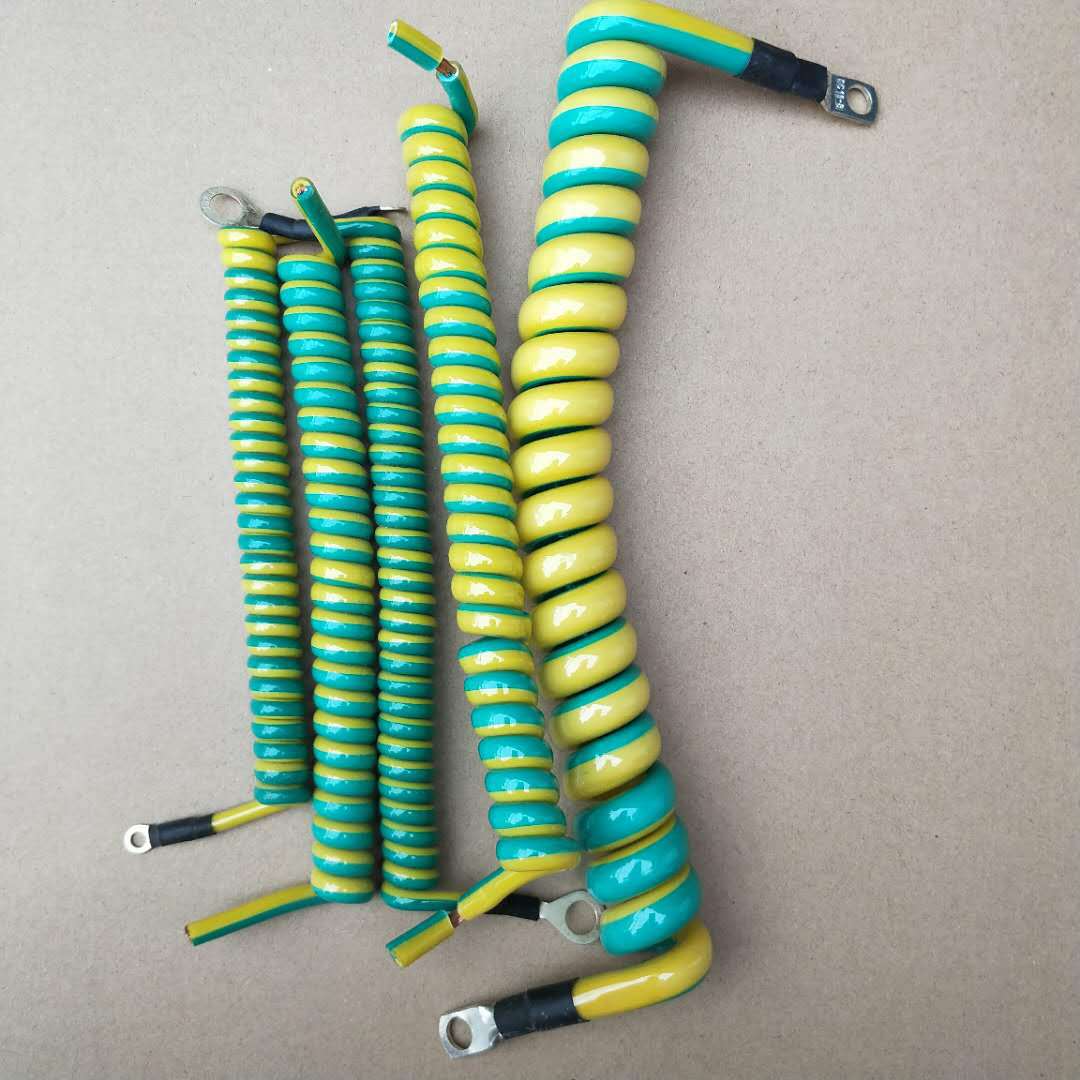 定制大功率 黄绿色电源线双色弹簧线 pu弹簧线 黄绿双色弹簧线