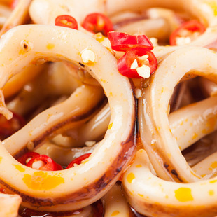 金盛品八鲜麻辣鱿鱼圈240g海鲜罐头水产零食冷冻批发麻辣小海鲜