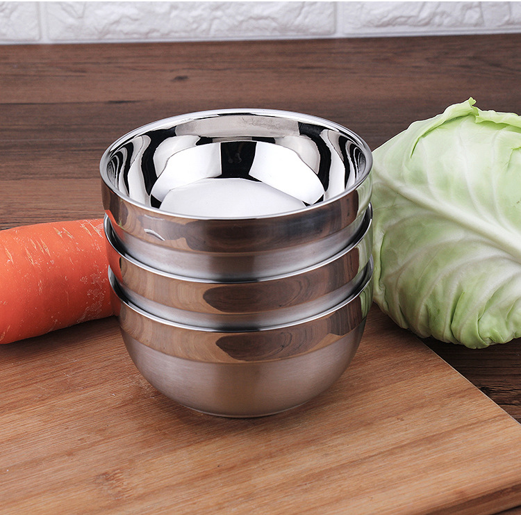 食品级304不锈钢碗 纯正不锈钢双层碗 双层隔热碗 不锈钢饭碗