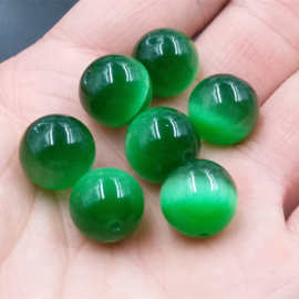 平价玉器 祖母绿猫眼石圆珠散珠 绿色猫眼石珠子 特