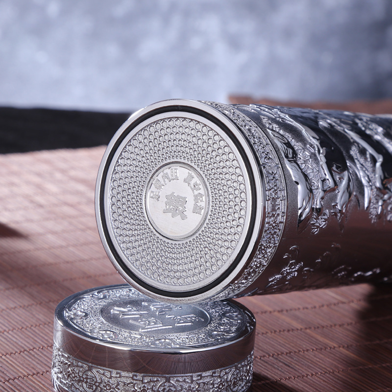 马到成功银杯带滤网内胆银泡茶杯高档商务办公礼品杯货源定制批发