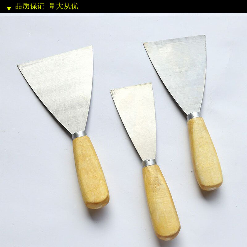 厂家批发多功能木柄油灰刀2-5寸油漆刮灰刀油漆抹刀清洁刀小铲子