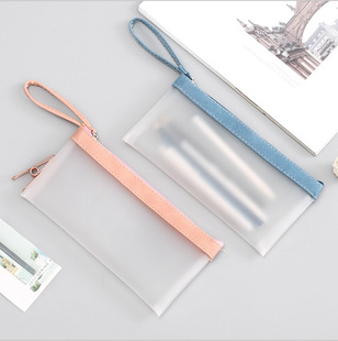 创意清新透明磨砂笔袋简约大容量男女学生通用文具袋铅笔盒收纳包