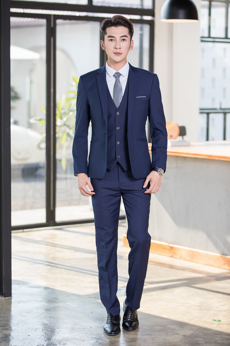 职业男女同款西装三件套公务员工作服商务西服新郎伴郎结婚礼服