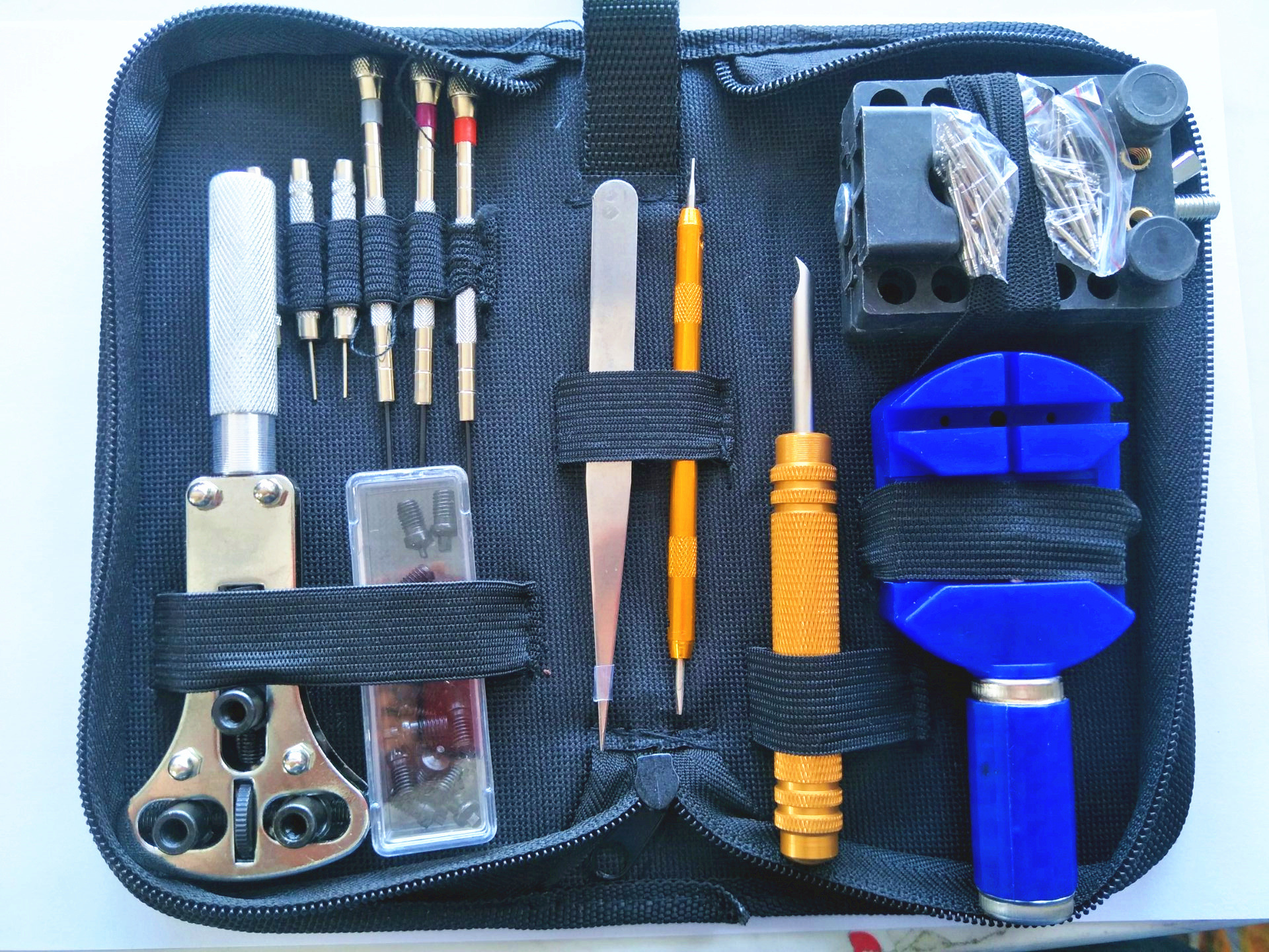 手表维修工具包144件套工具套装 拆表带 开底器修表组合 铝柄撬刀