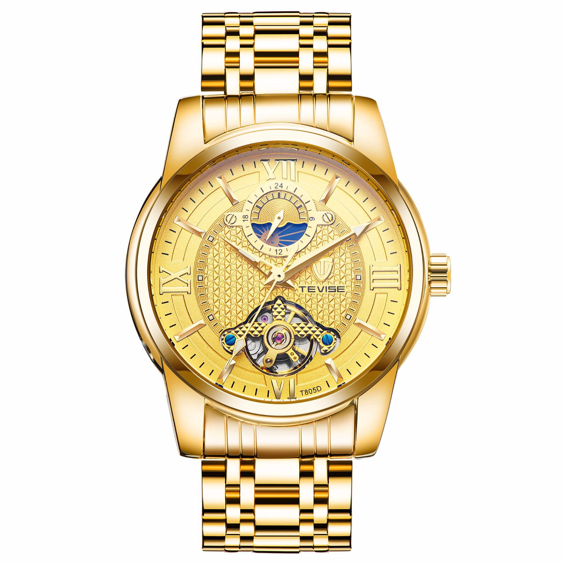 tevise特威斯新款男士手表全自动机械表透底男士手表水表