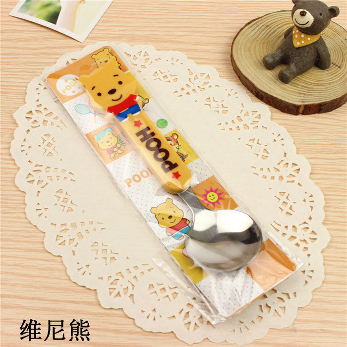 Children's Tableware Set Cute Cartoon Stainless Steel Chopsticks Spoon Cartoon Soup Spoon Spoon Set Exquisite Gift Wholesale