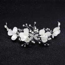 韩式女童新娘婚礼造型 布艺花朵合金镶钻蝴蝶发箍发带头饰发饰