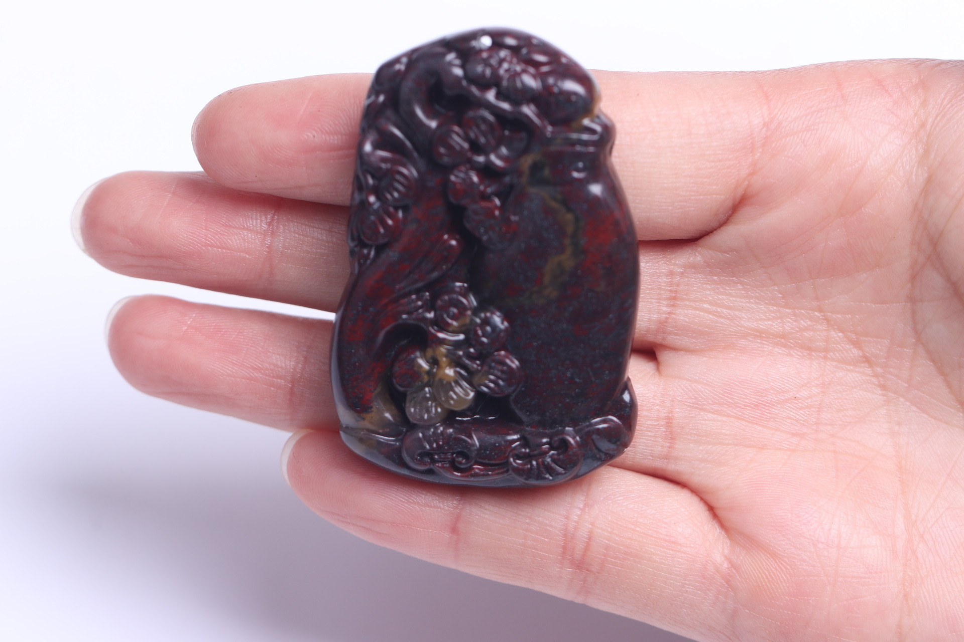 天然火星红伊丁枣红系列陨石观音吊坠广西桂林鸡血石玉石挂件批发