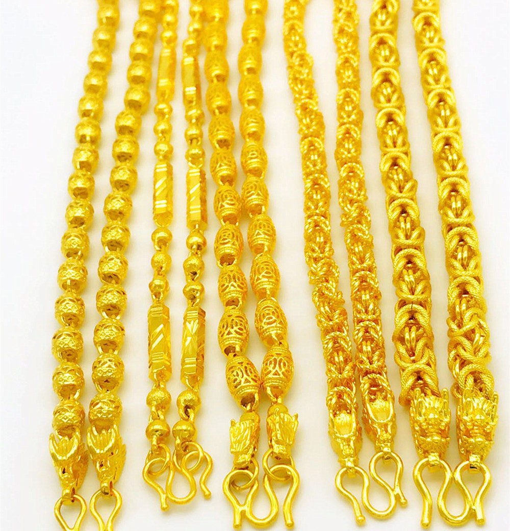 不掉色越南沙金首饰吊坠仿真假大金黄金链子999金项链男士镀金