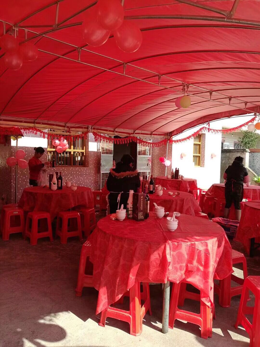 福州农村户外酒席蓬婚庆喜事出租帐篷红白事遮阳蓬全拆装折叠停车