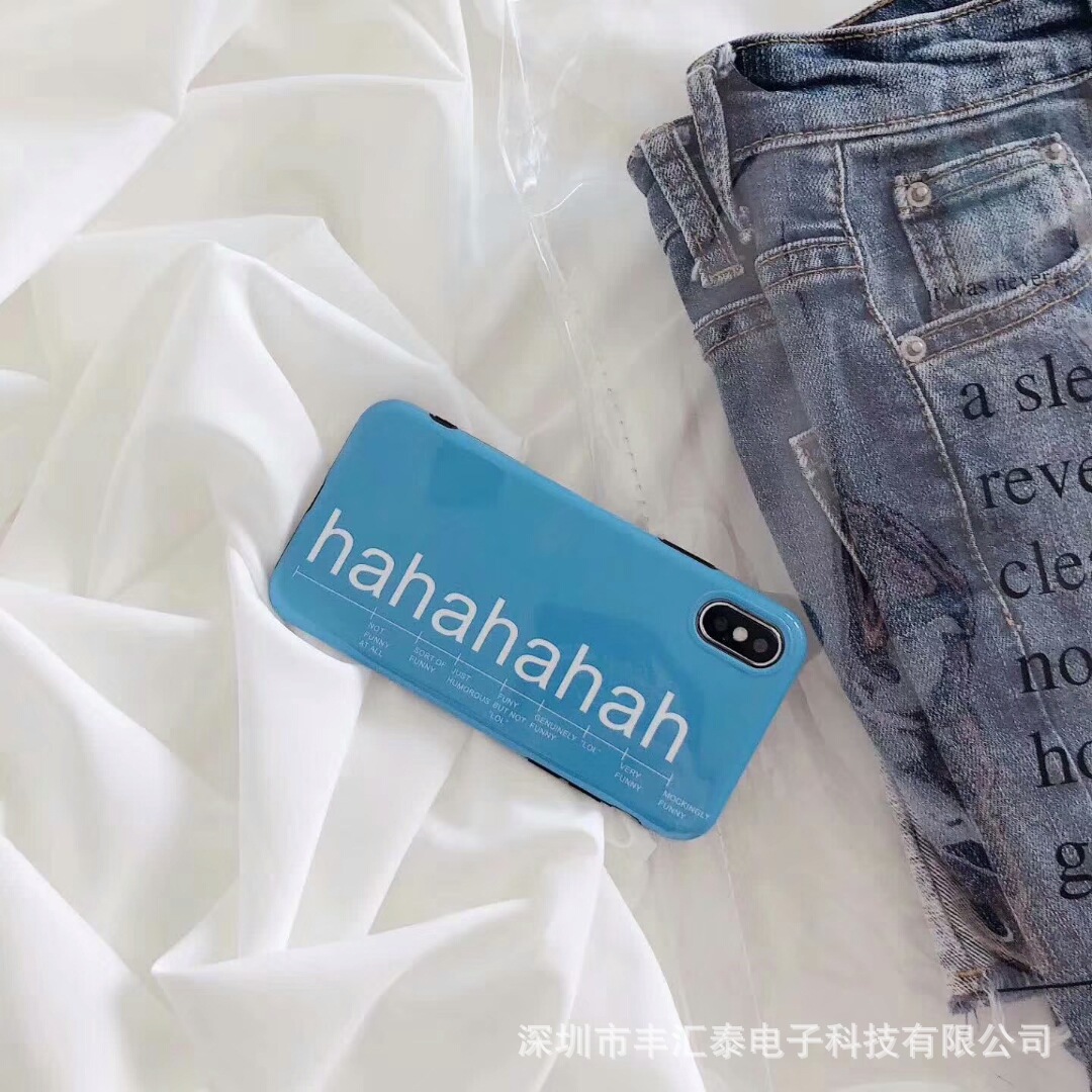 新款哈哈haha英文苹果x蓝光手机壳iphone6s7/8plus软胶保护套