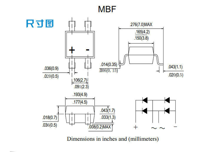 厂家直销 贴片整流桥 mb6f整流桥堆mbf封装 质量保证