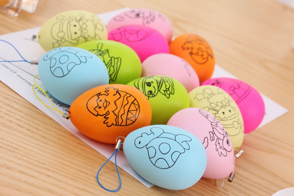 仿真鸡蛋壳手绘儿童diy鸭蛋彩绘涂鸦画画 塑料装饰手机链彩蛋绘画