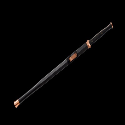 花纹钢草钢夹钢紫铜装黑檀全手工16道精磨鱼皮剑柄简装汉剑未开刃