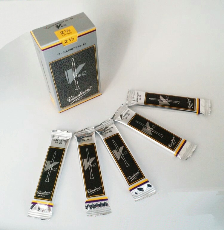 vandoren弯德林 v12 灰 银盒降b单簧管哨片 黑管10片 2.5 3 3.5