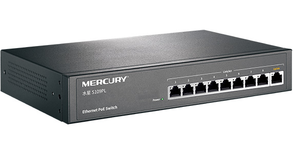 mercury水星 s109pl 9口百兆poe交换机 / 128w