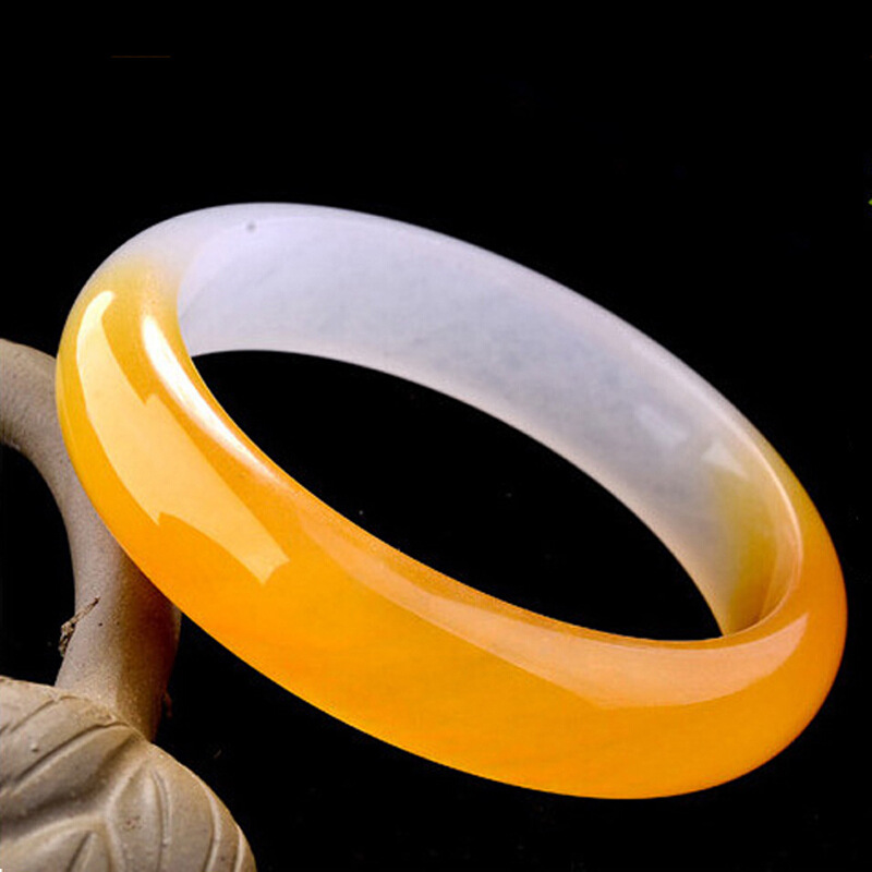 新疆和田金丝玉手镯糖白戈壁黄玉女款玉镯子中国风复古手镯