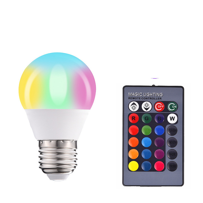 Color Changing Remote Control Bulb Led Colorful RGB Bulb Color Bulb A60 Plastic Bag Aluminum Constant Current A19 with Memory