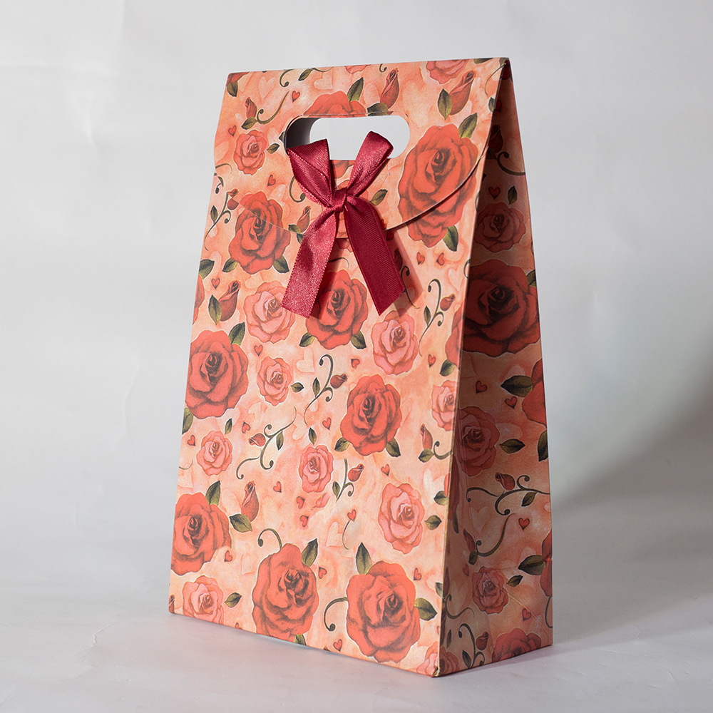 碎花礼品袋定做 翻盖蝴蝶结魔术贴纸袋 内裤小饰品礼物包装手提袋