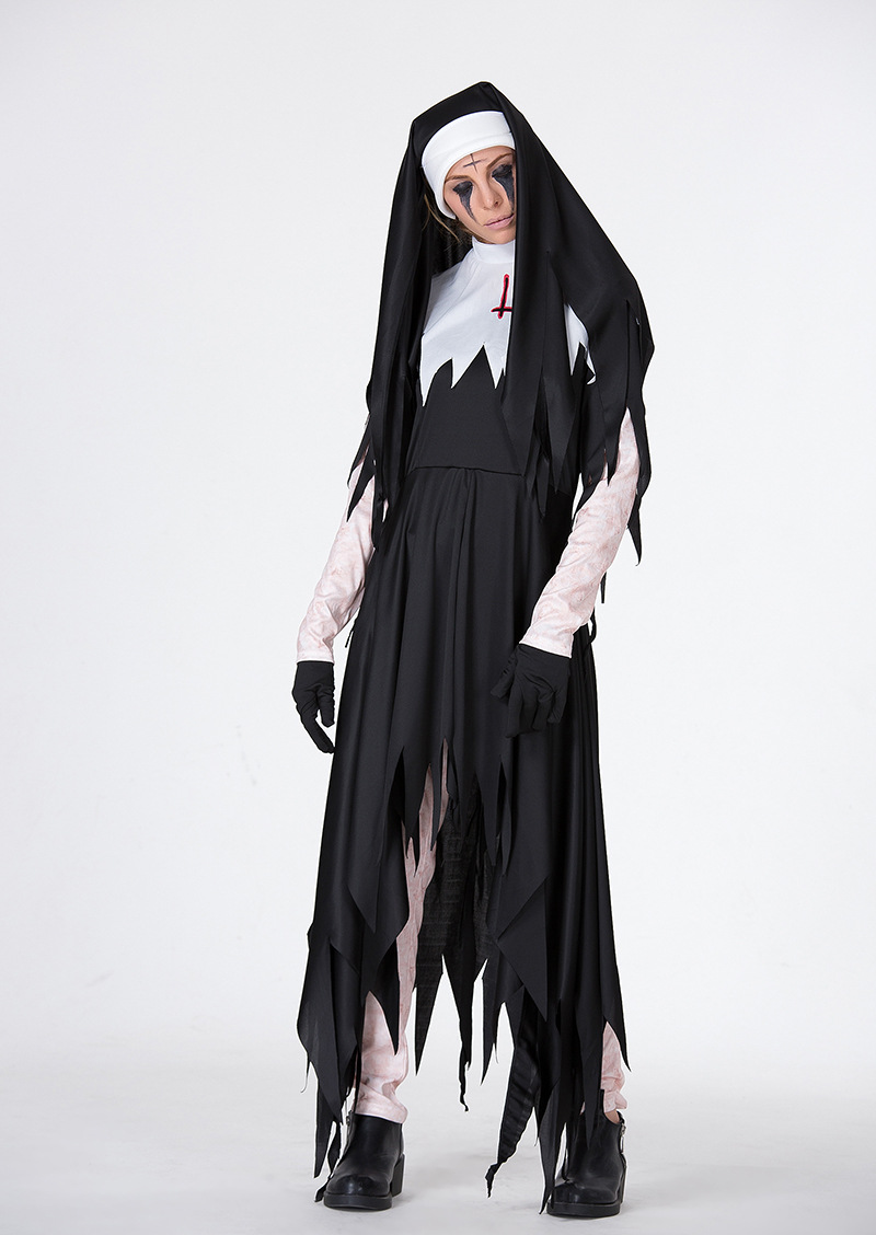 新款万圣节黑色恶魔服装吸血女巫修女装变装制服派对 分码 加大码