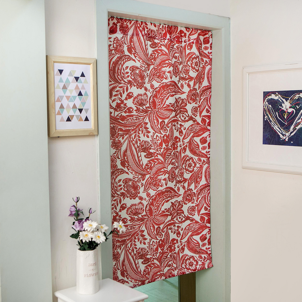 布艺门帘隔断帘卧室卫生间厨房风水半帘布帘试衣间挂帘不含杆