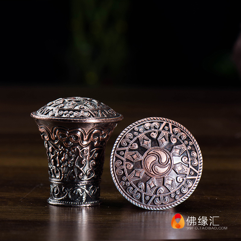 【佛缘汇】藏传佛教用品 合金唐卡轴头 唐卡头子 精美雕花 红铜色