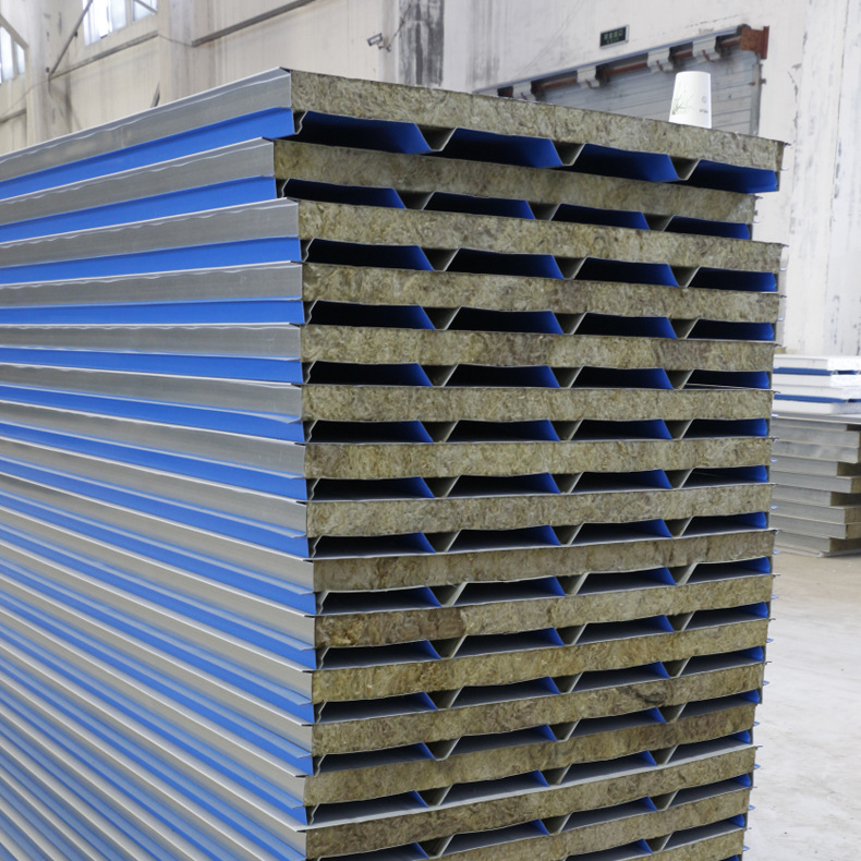 厂家直销岩棉防火夹芯板 岩棉瓦楞板 彩钢夹芯板彩钢 定制