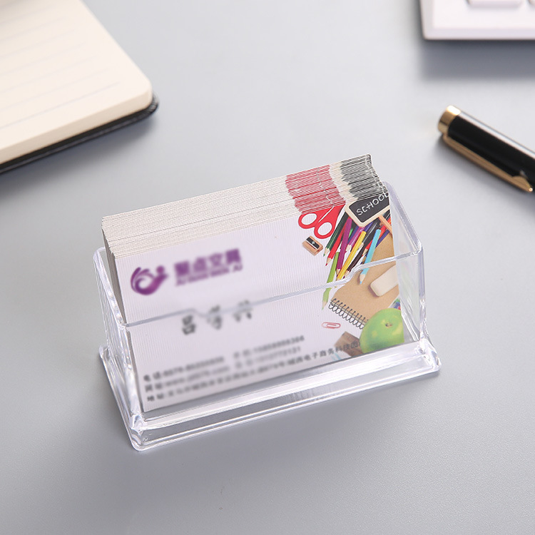 Gathering Point Stationery Acrylic Desktop Name Card Pedestal Transparent Desktop Business Card Case Storage Box Men and Women Business Business Card Holder