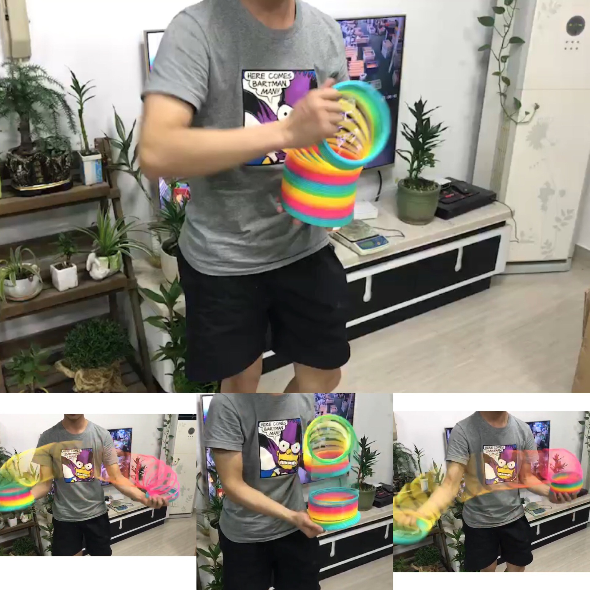 儿童弹簧玩具彩虹圈弹力拉环魔术彩虹圈发光超大号怀旧七彩叠叠乐