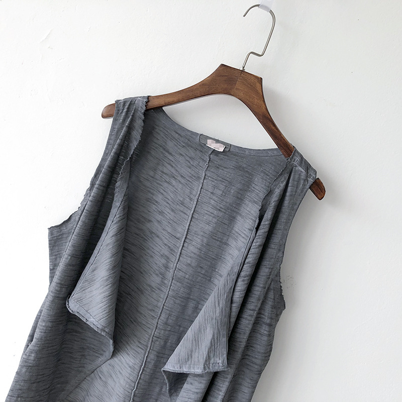 女式马甲-ed iqyipai6541#夏装宽松不规则坎肩马甲女竹节棉中长款马夹