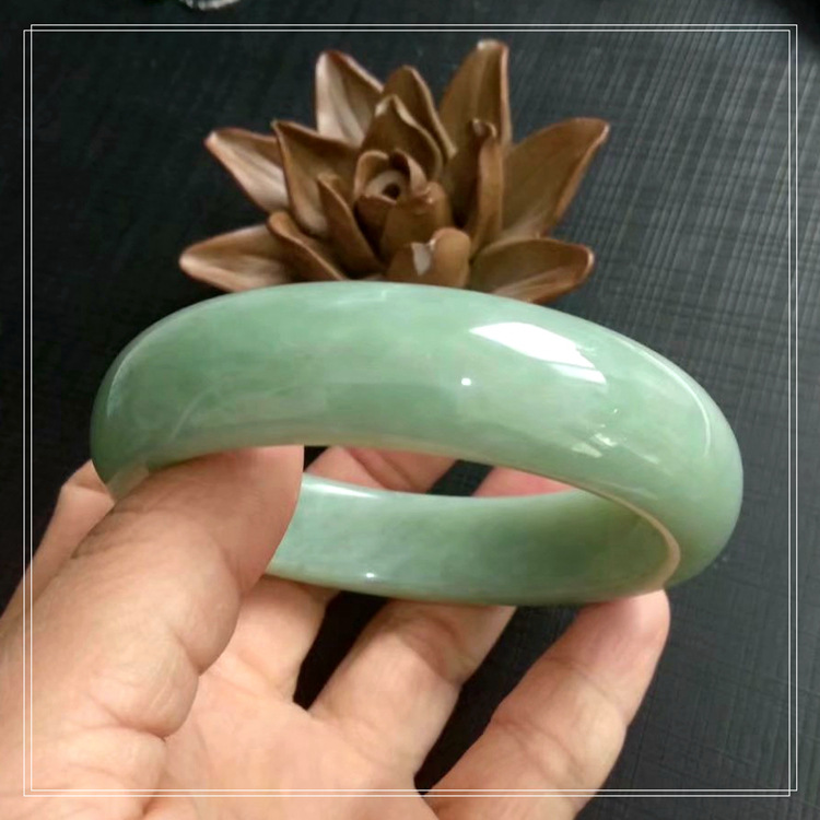 正品天然a货岫玉手镯 玉石镯子 冰种 水墨烟花镯子玉镯子包邮a93