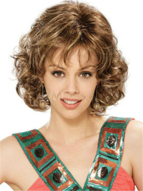 ebay wish 亚马逊跨境电商专供 欧美女士短棕色卷发外贸假发热卖