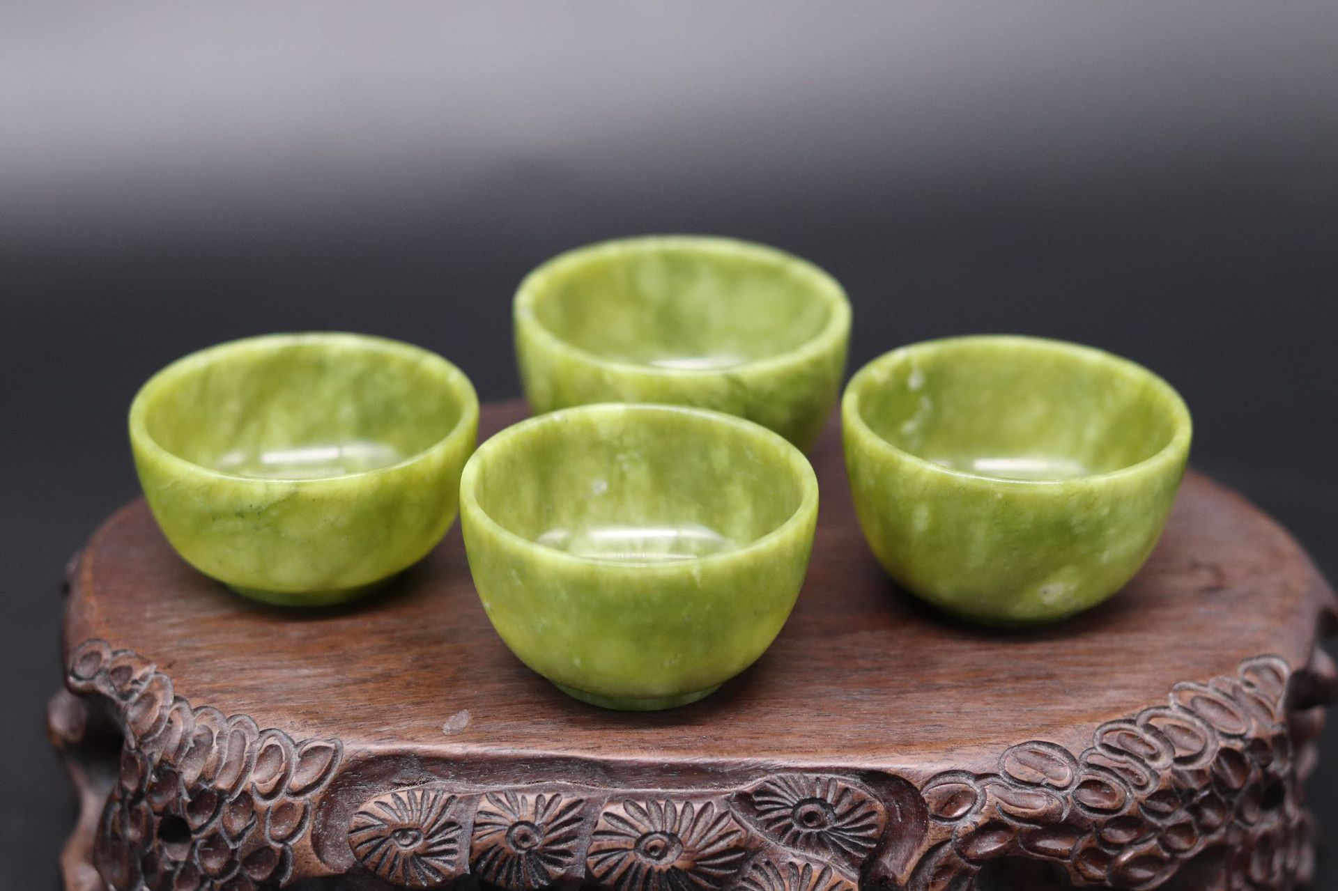 大号7cm直径南玉茶杯碗青玉翠绿色茶具茶盘茶叶用品商务送礼