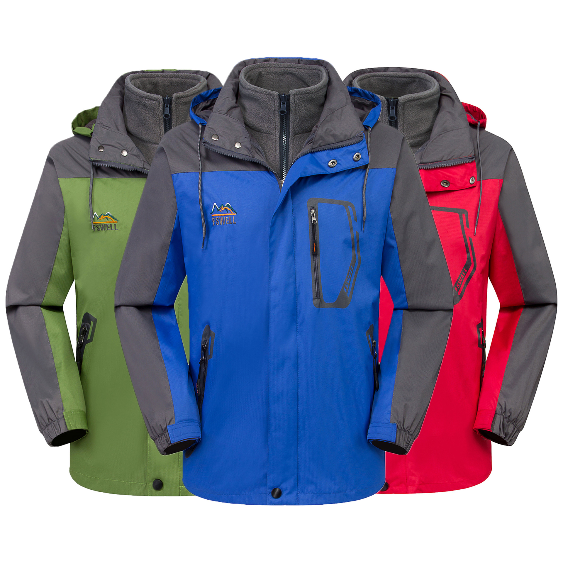 fswell正品三合一男女款冲锋衣可脱卸两件套登山服户外夹克