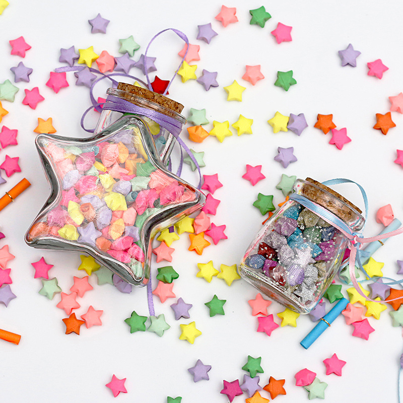 加厚 彩色星条 荧光星星彩纸 幸运星折纸 折星星的纸 星星纸