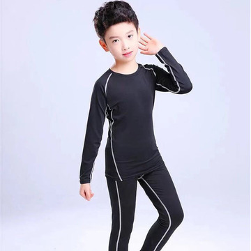 儿童 运动紧身衣套装男 训练服足球篮球长袖套装速干打底裤健身服