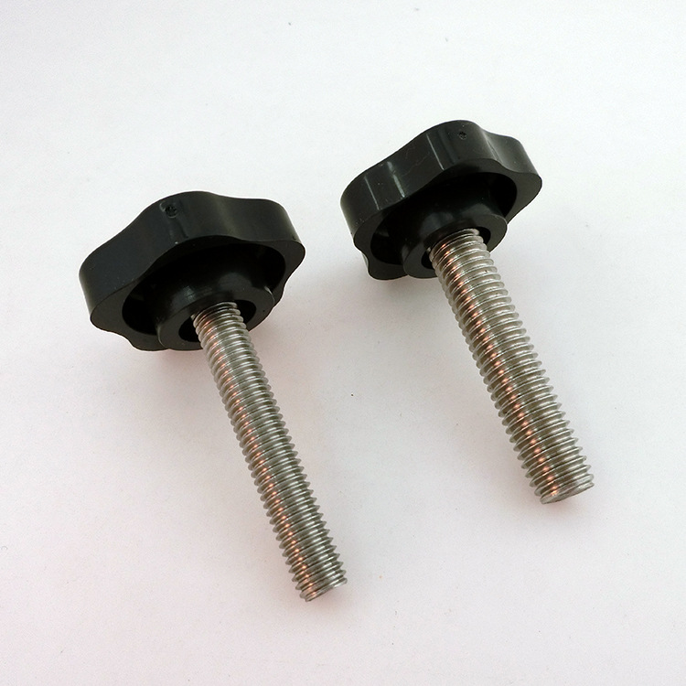 35星形梅花胶头手拧螺丝碳钢塑胶把手螺丝星形包胶螺钉m8m10