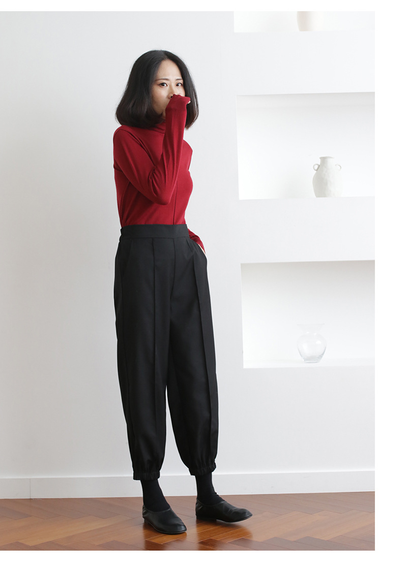 2019年春季休闲收脚灯笼裤 韩国chic纯色干练长款宽松萝卜裤