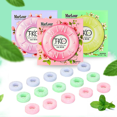 万宝路瑞娜圈圈薄荷糖50g接吻糖爽口含片润喉招待压片糖果