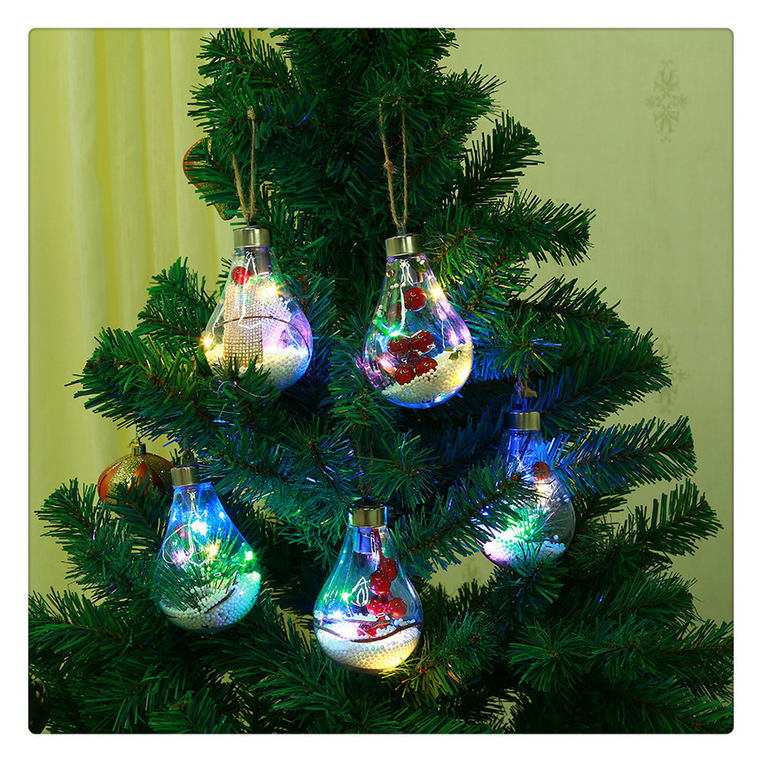 Christmas New LED Transparent Christmas Ball Christmas Tree Decoration Ball Bulb Pendant Christmas Gift Hollow Ball