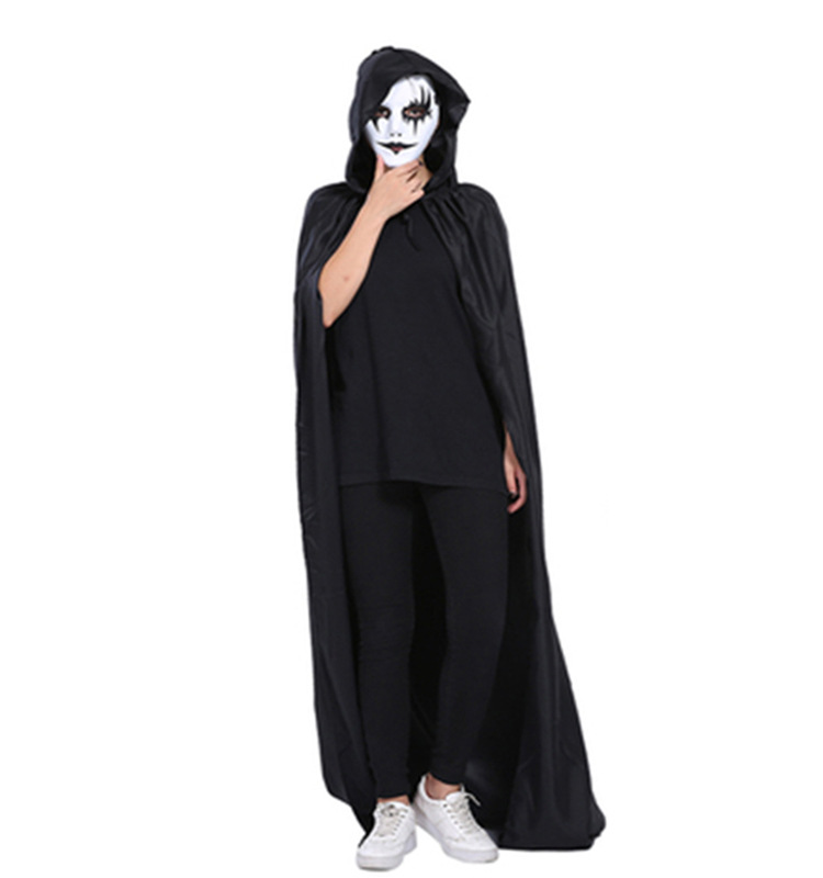 厂家直供新款万圣节舞会死神斗篷披风魔鬼黑色带帽披风现货批发