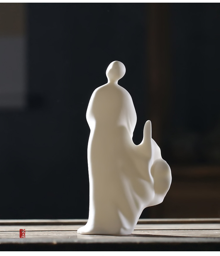 云尚 德化白瓷无相佛禅意新中式陶瓷摆件创意现代玄关风水摆件
