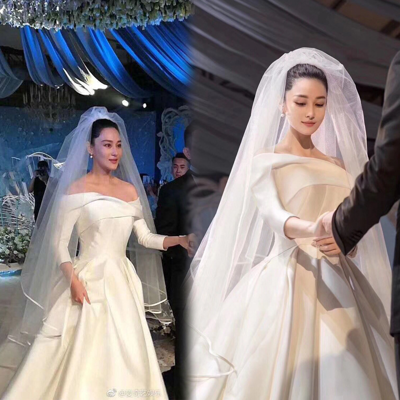 张馨予同款轻奢婚纱缎面包边头纱长款4米长3米款简约气质软纱